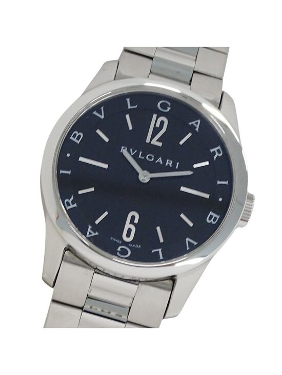 Bvlgari Watch Solotempo Quartz Stainless Steel Silver Black Polished
